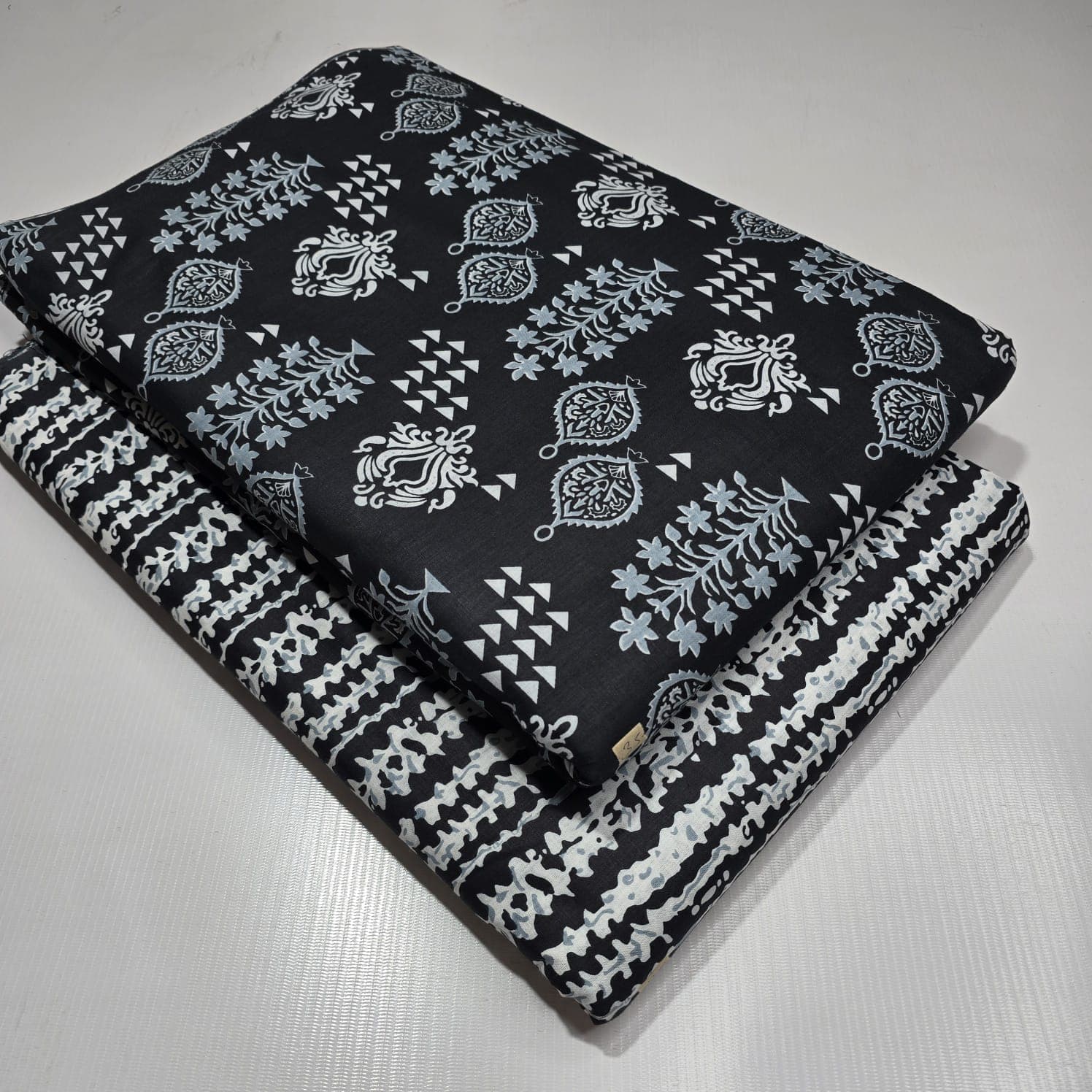 Paisley Block Print Cotton — Black