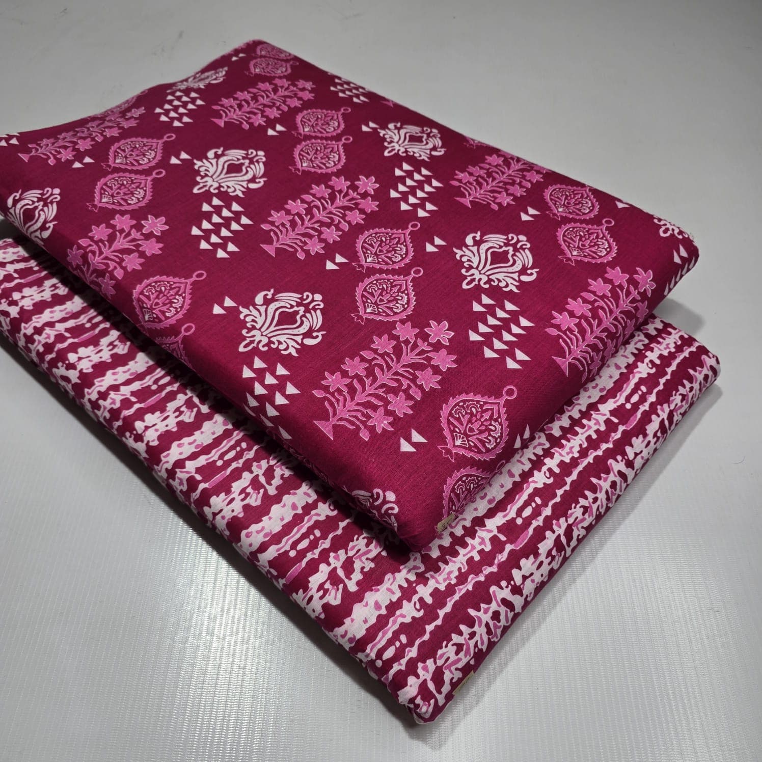 Paisley Block Print Cotton — Magenta