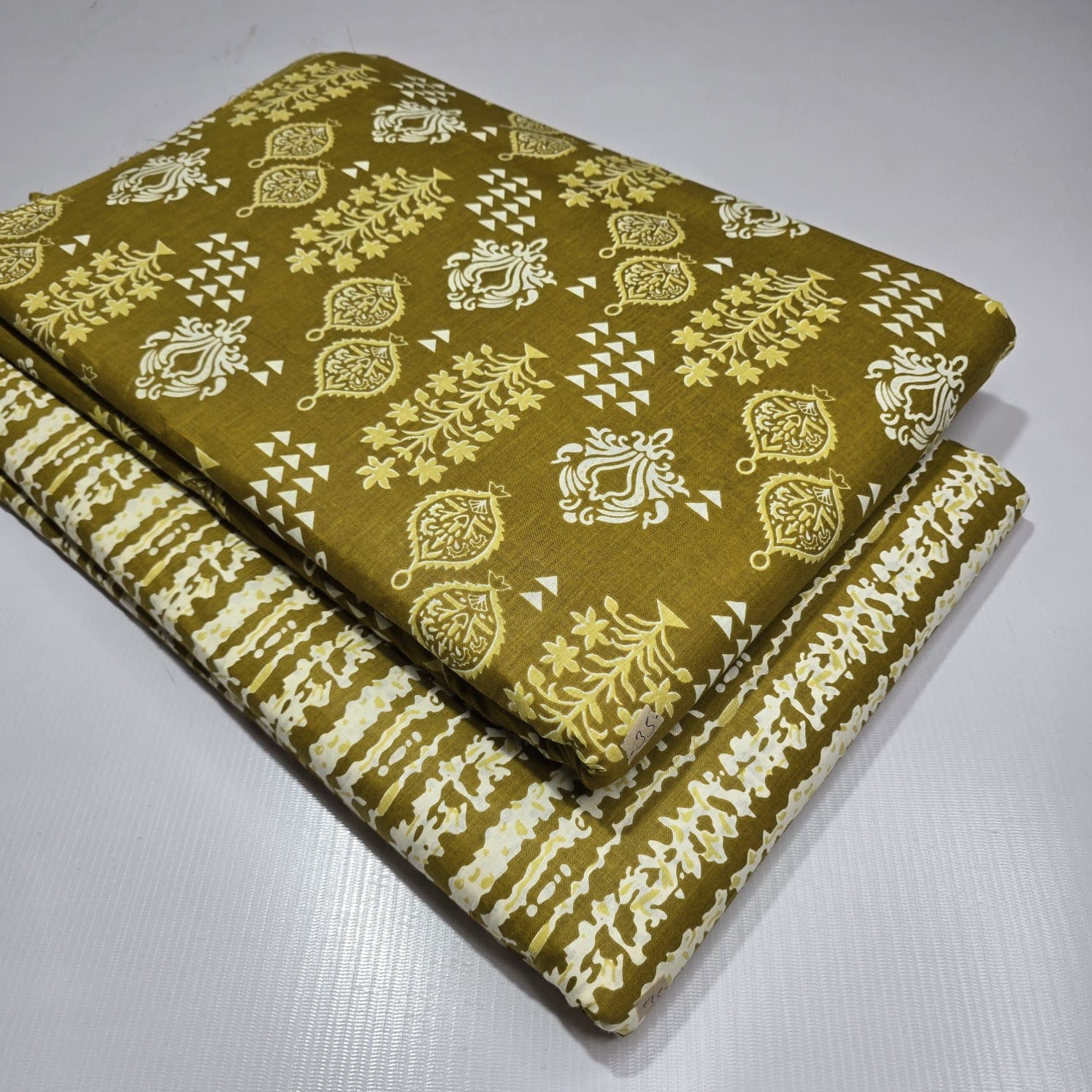 Paisley Block Print Cotton — Olive