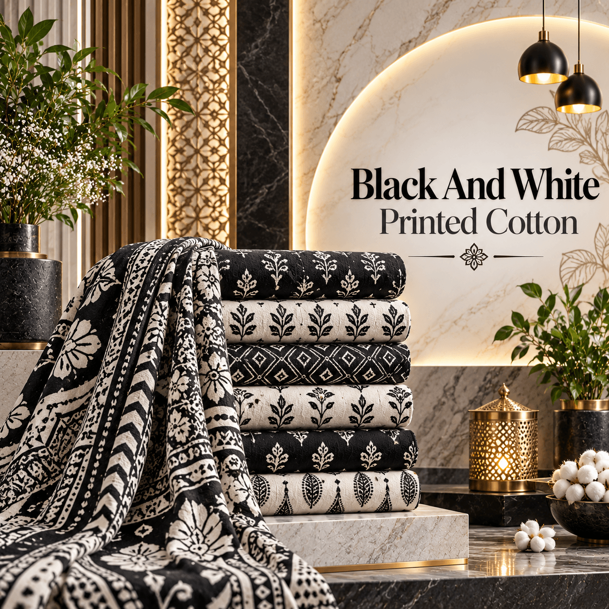 Black & White Printed Cotton Fabric