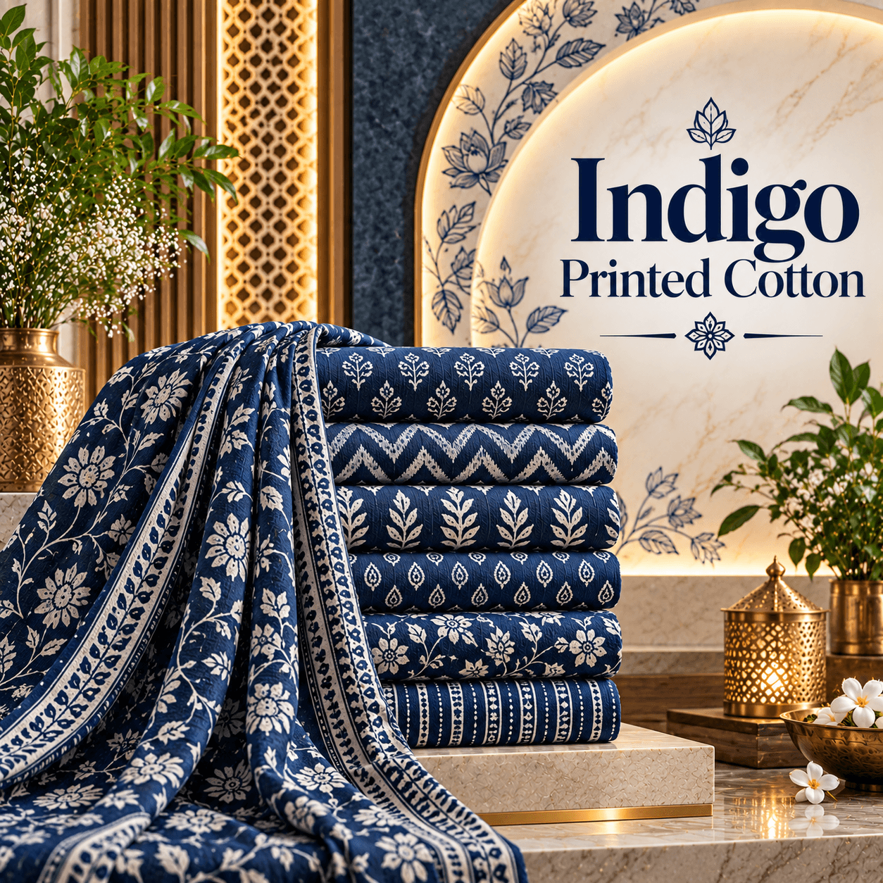 Indigo Printed Cotton Fabric