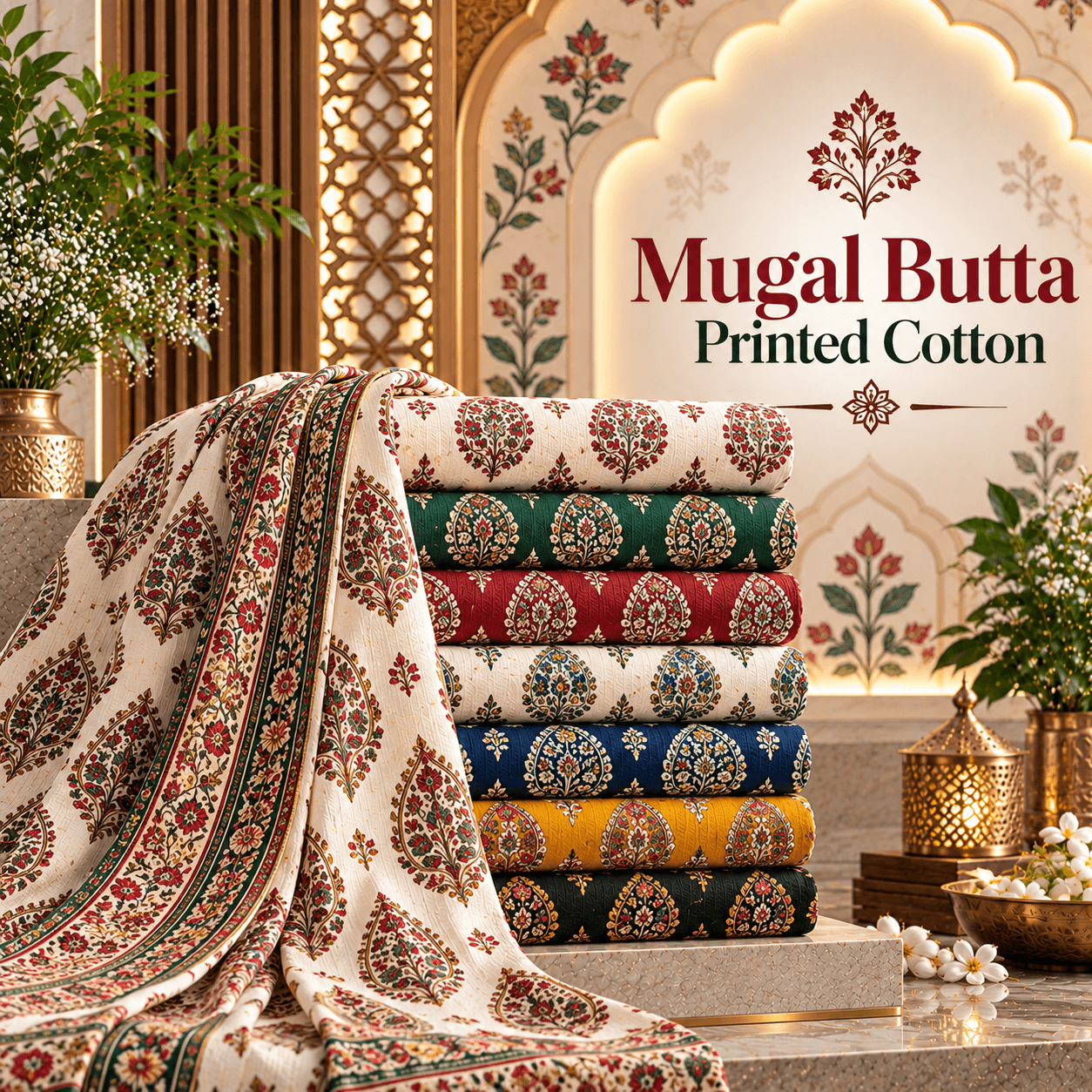 Mugal Butta Printed Cotton Fabric