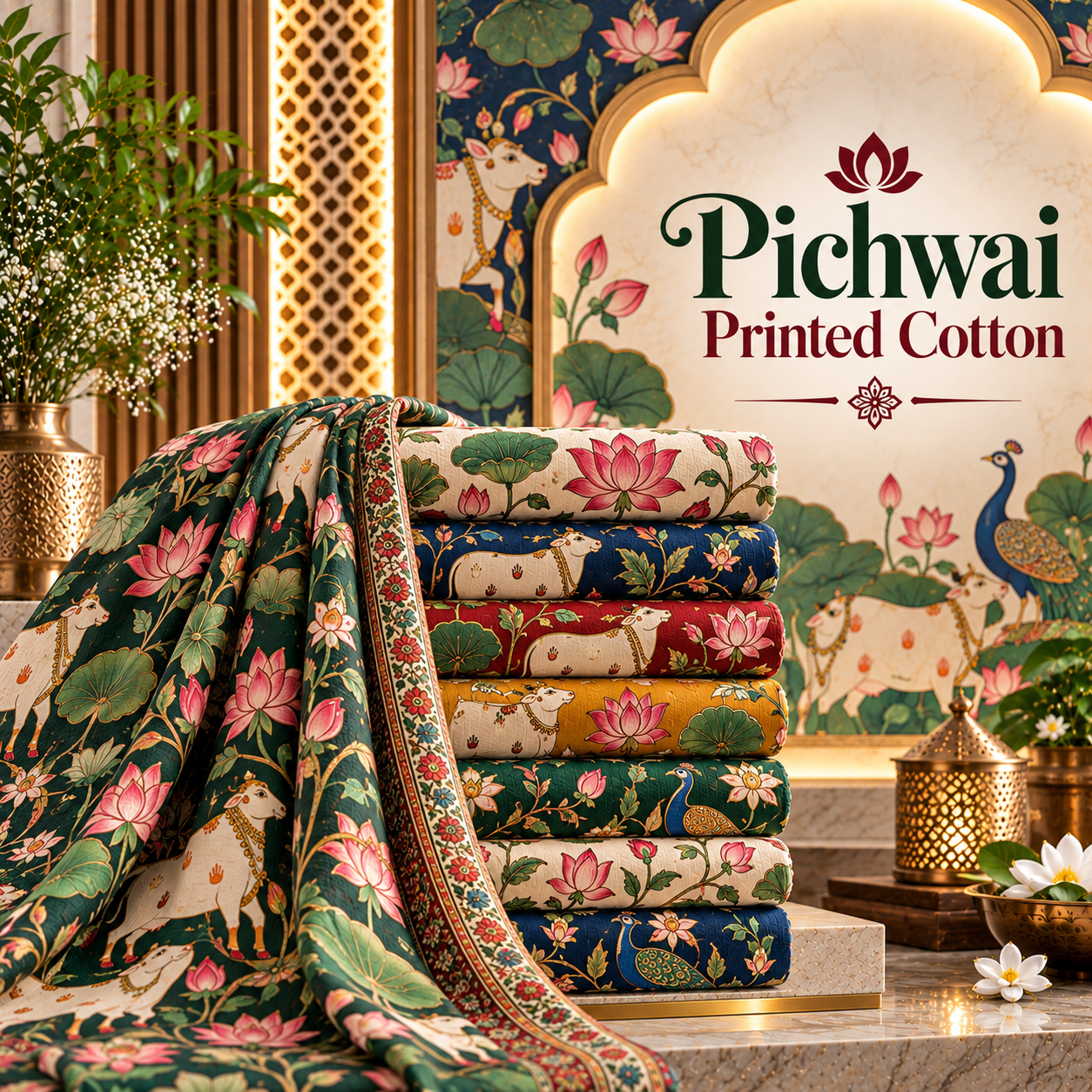 Pichwai Printed Cotton Fabric