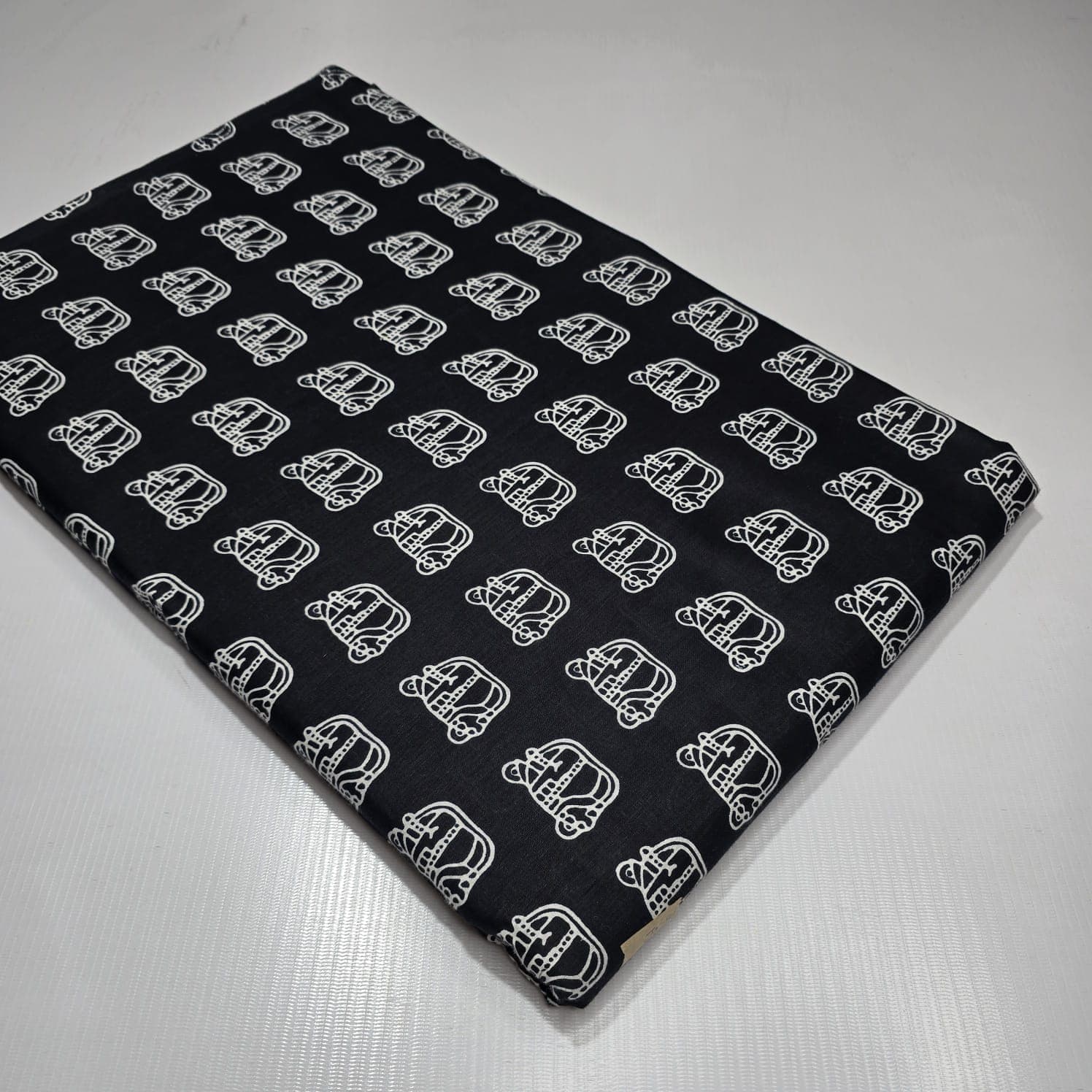 Crown Print Cotton — Noir