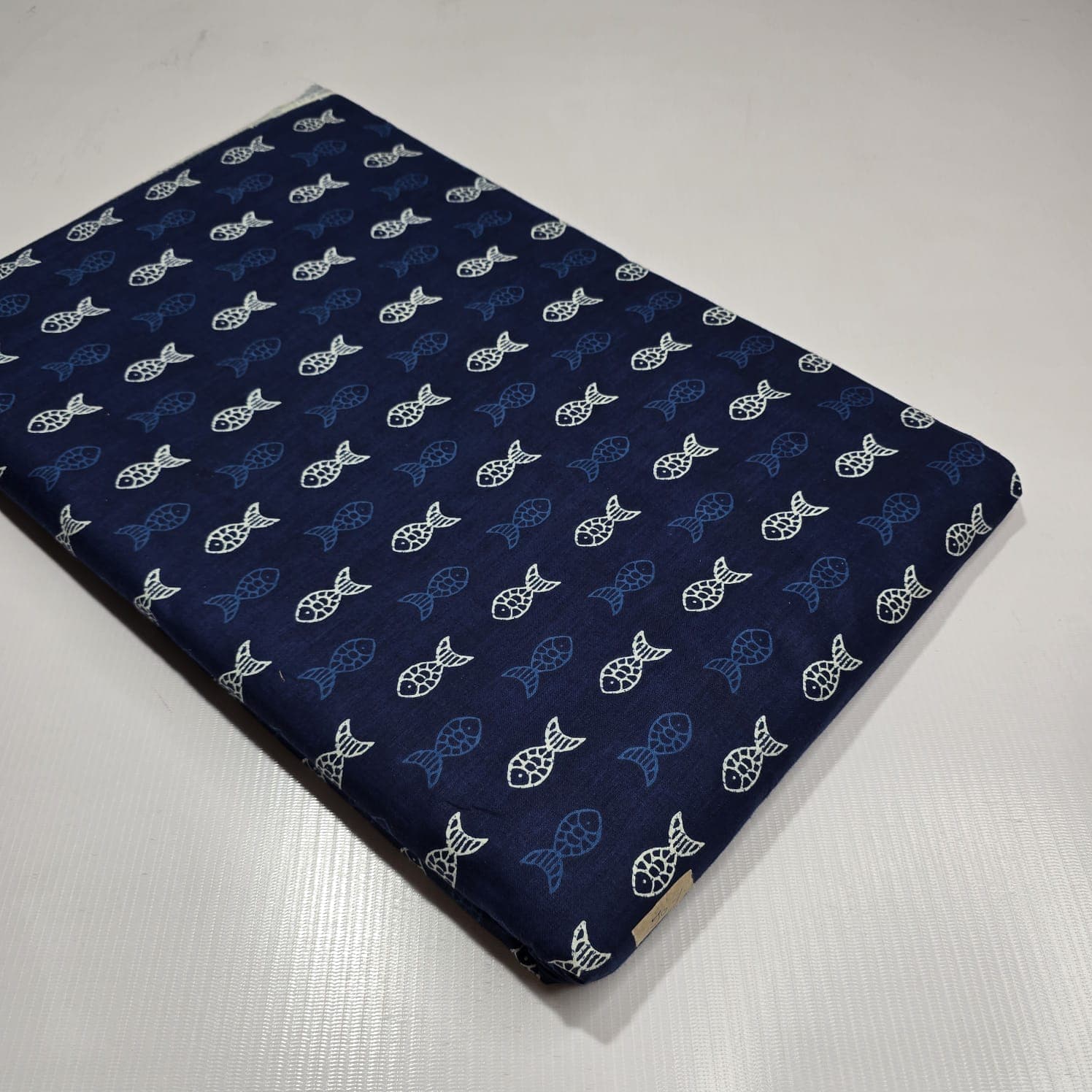 Fish Print Cotton — Navy
