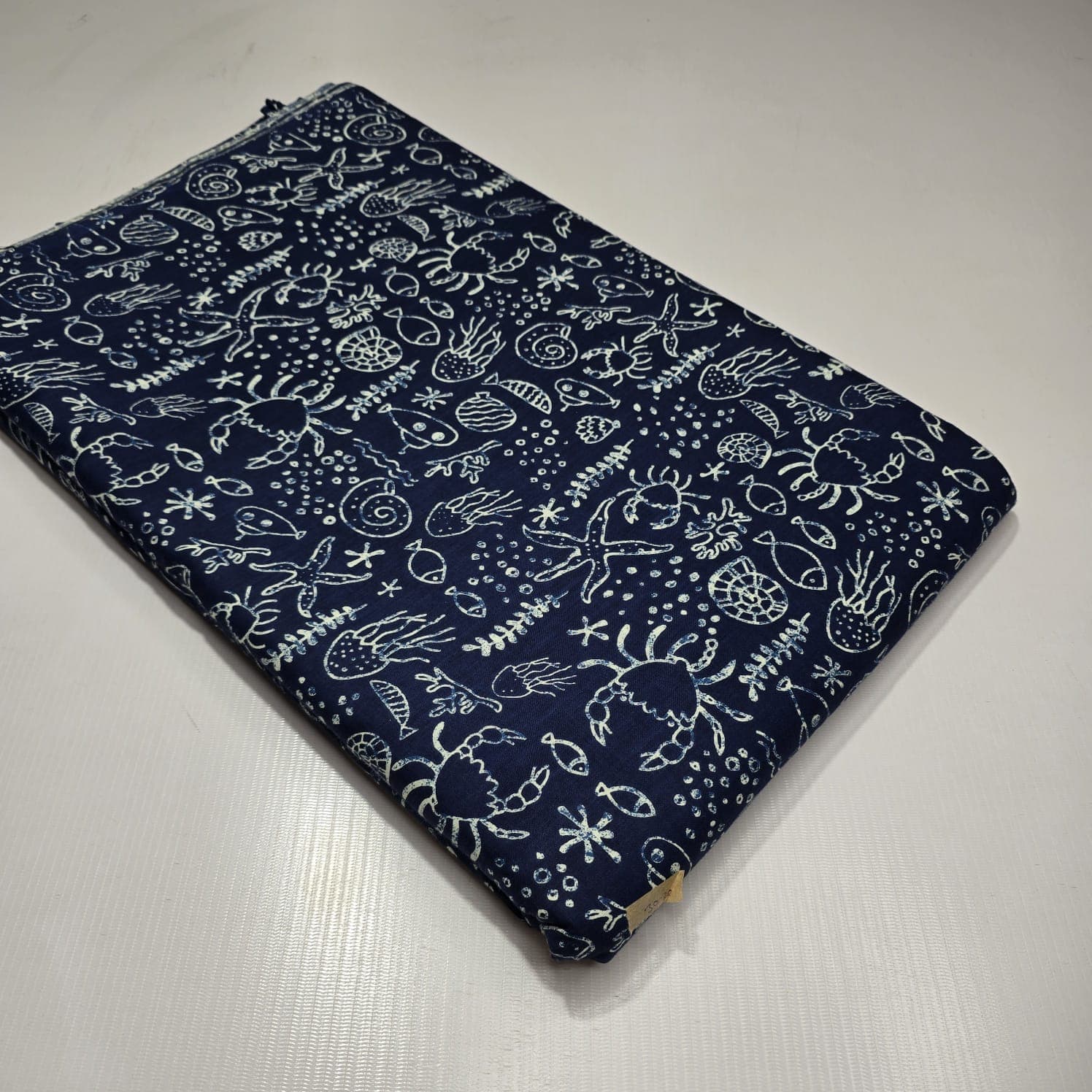 Sea Creature Doodle Cotton — Navy