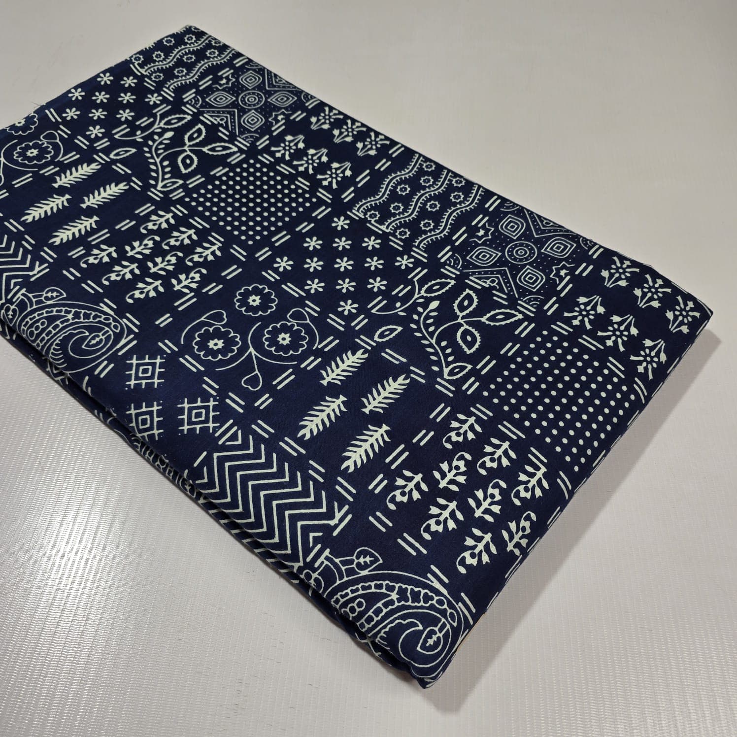 Heritage Motif Cotton — Indigo