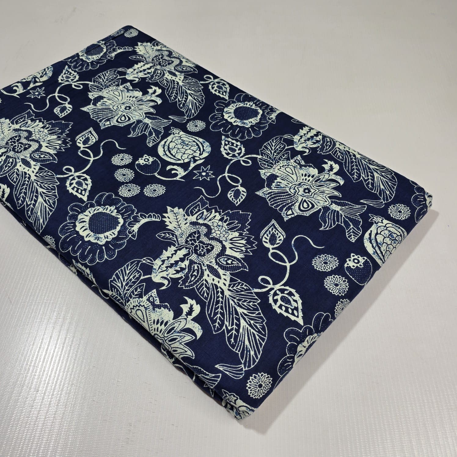 Jacobean Floral Cotton — Navy