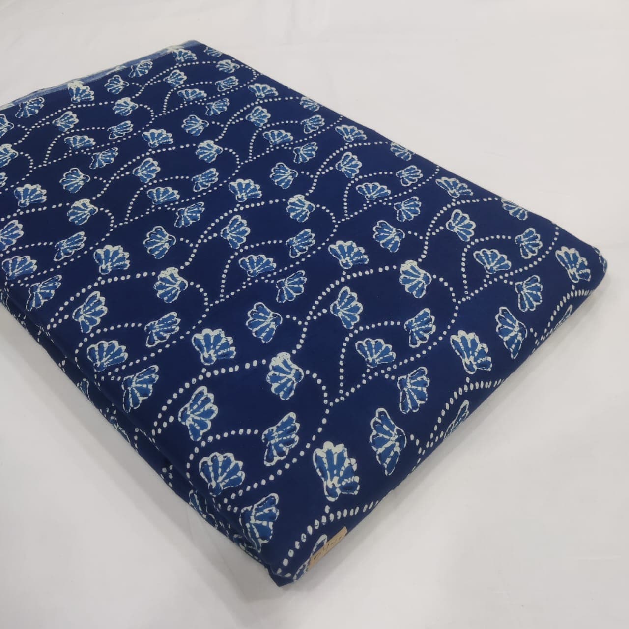 Dotted Shell Floral Cotton — Royal Blue