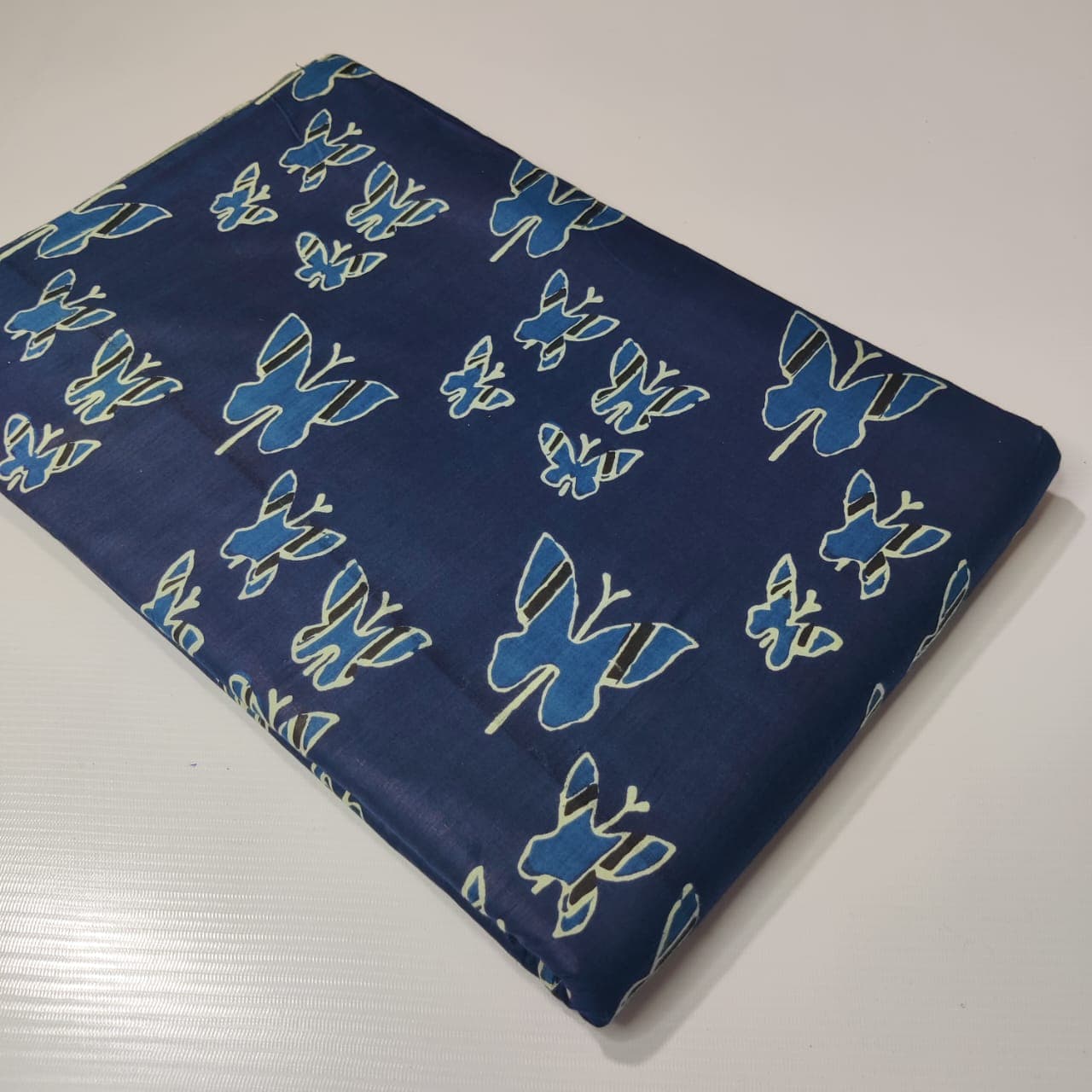Butterfly Print Cotton — Navy