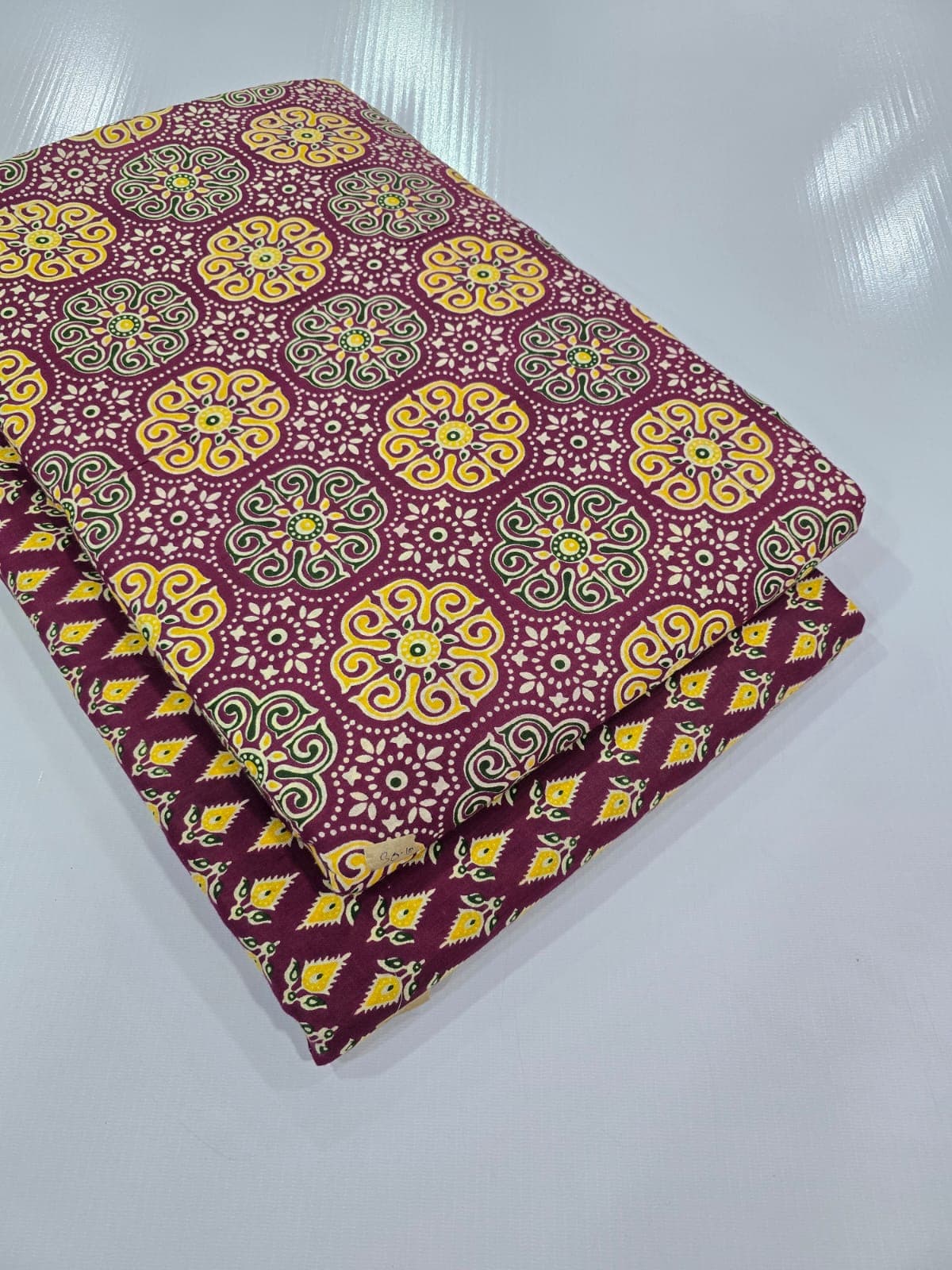 Ajrakh Medallion Cotton — Maroon