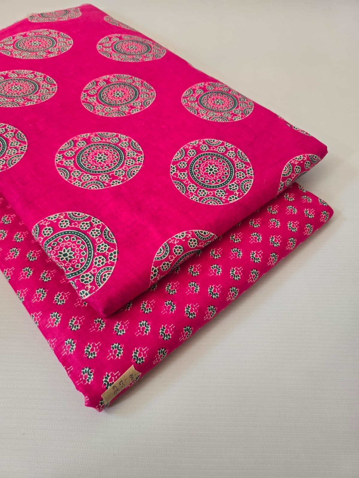 Ajrakh Mandala Cotton — Hot Pink