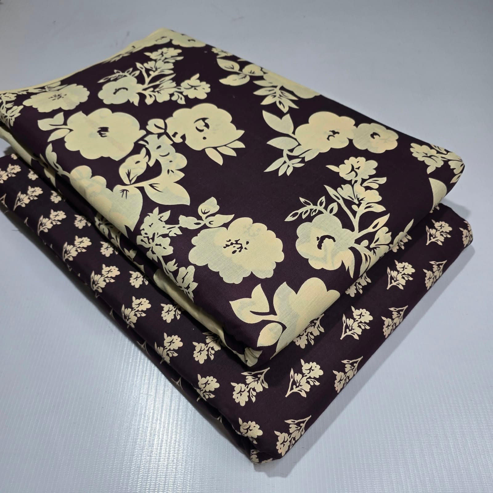 Ajrakh Rose Silhouette Cotton — Espresso