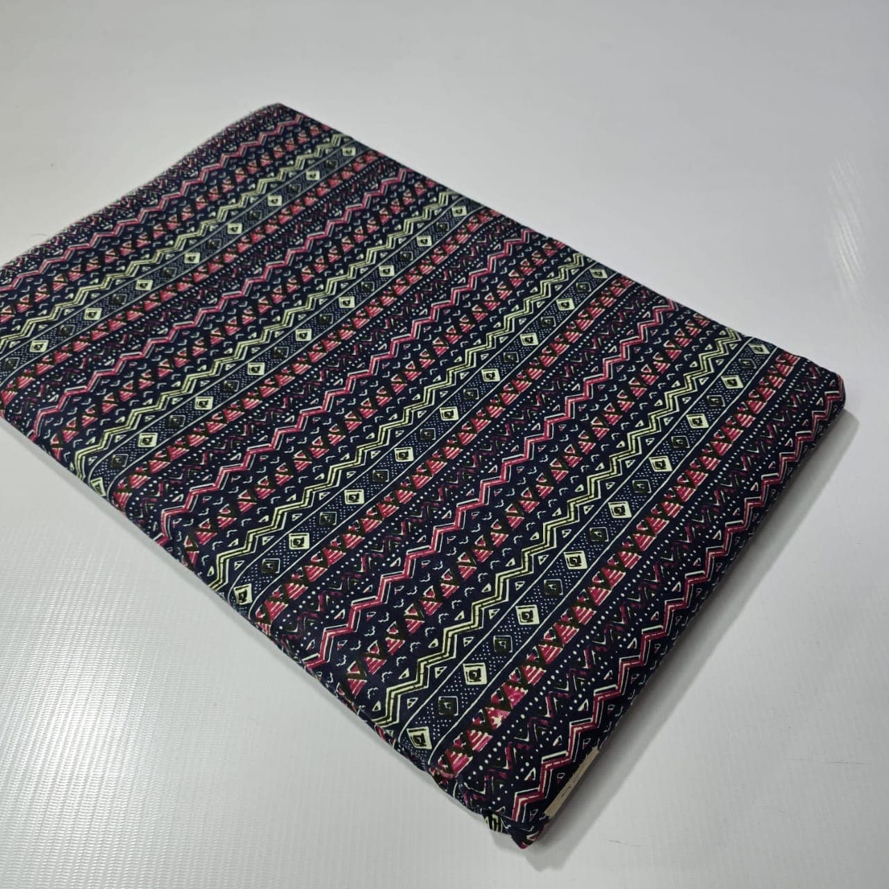 Ajrakh Zigzag Stripe Cotton — Navy