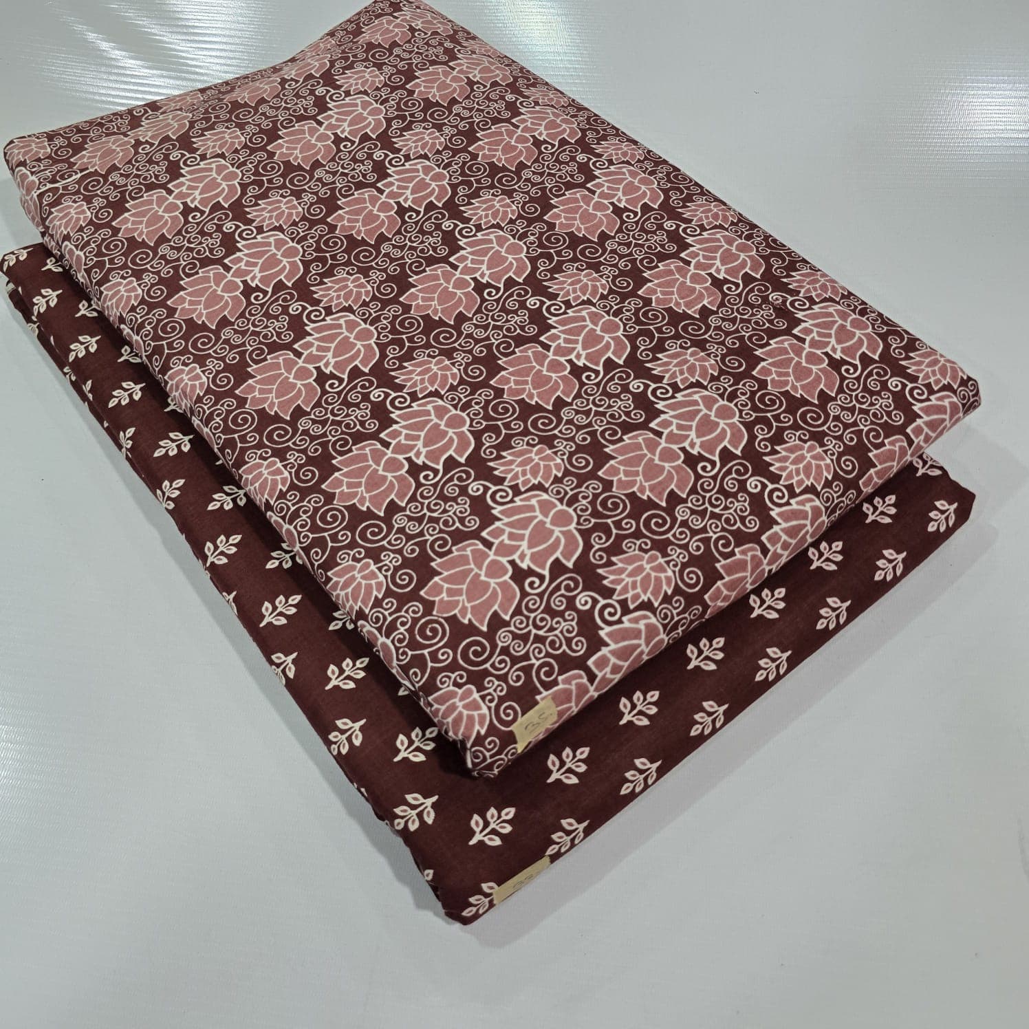 Ajrakh Lotus Scroll Cotton — Cocoa