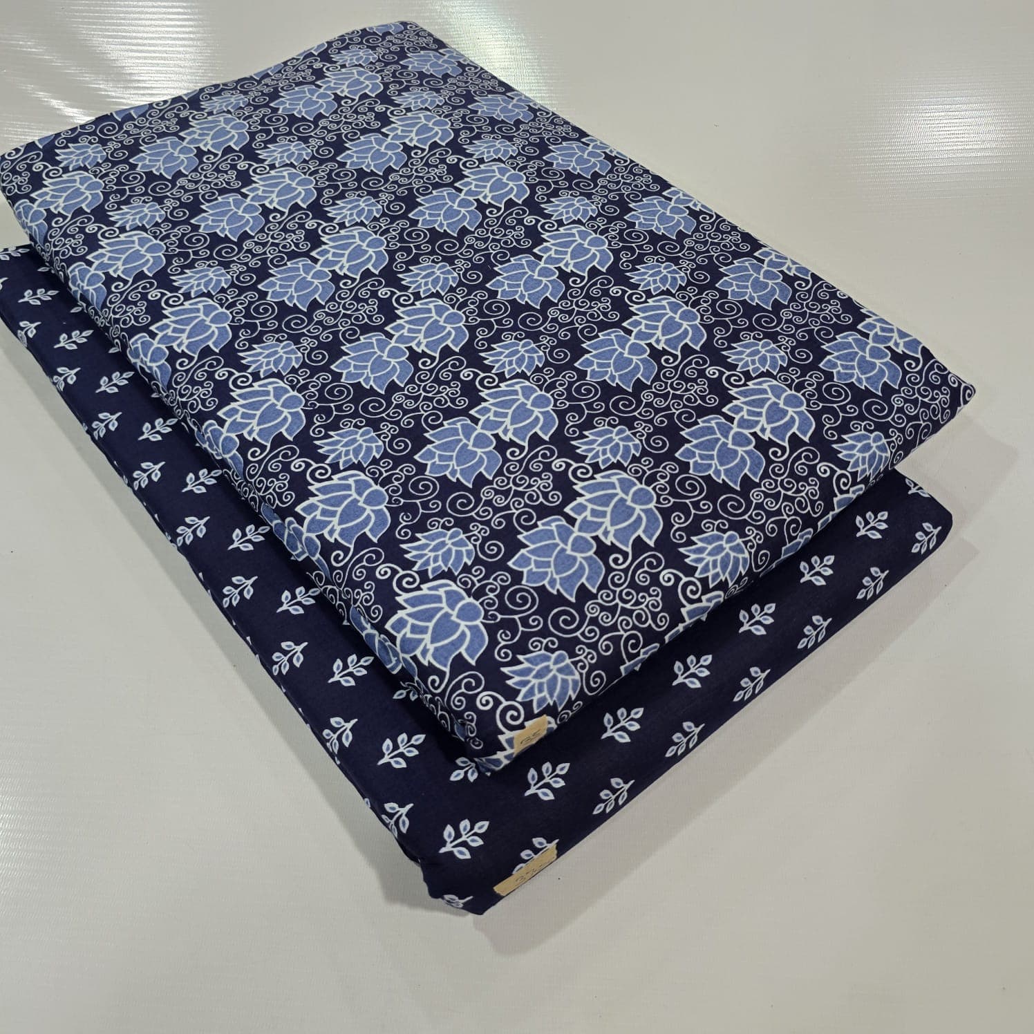 Ajrakh Lotus Scroll Cotton — Charcoal