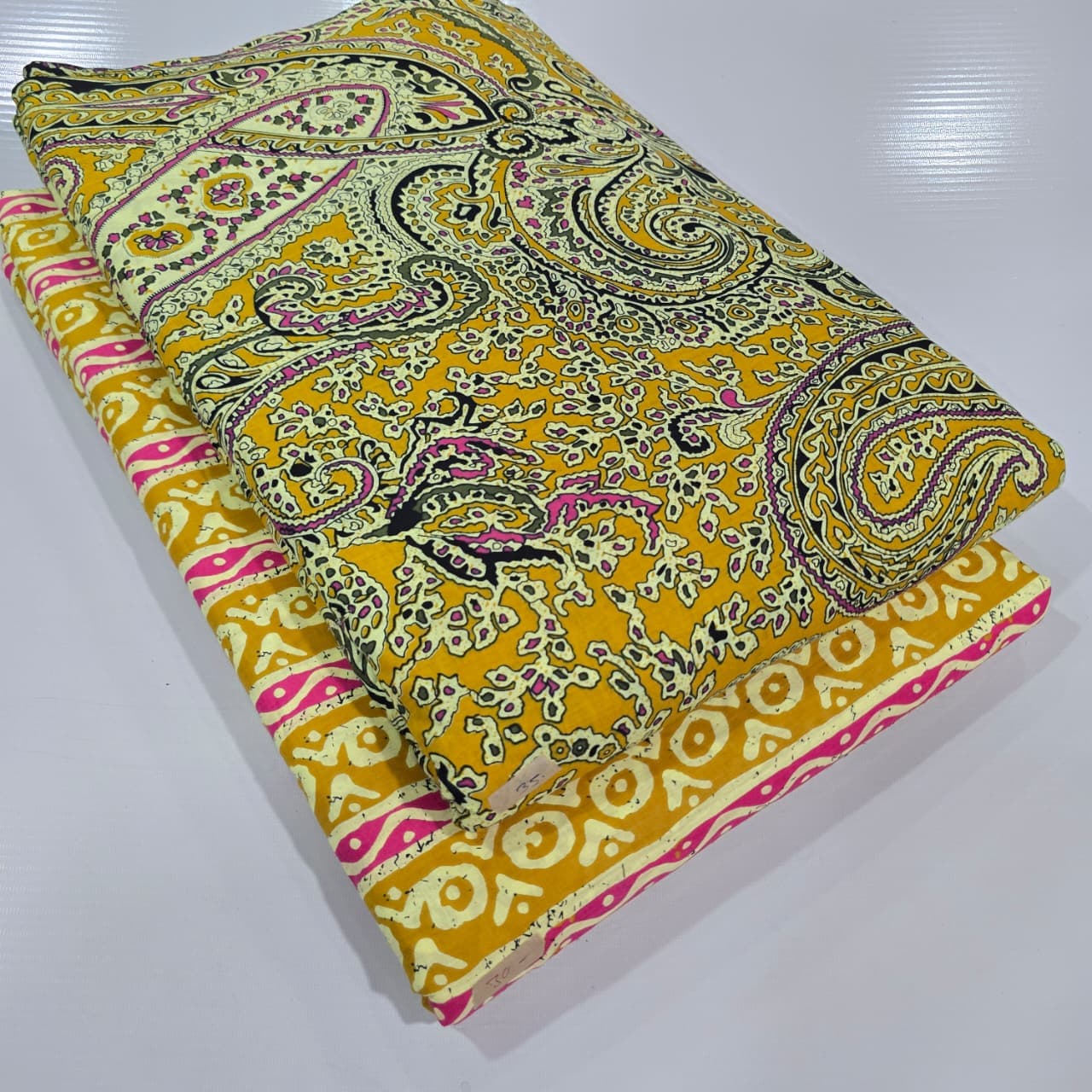Ajrakh Grand Paisley Cotton — Mustard