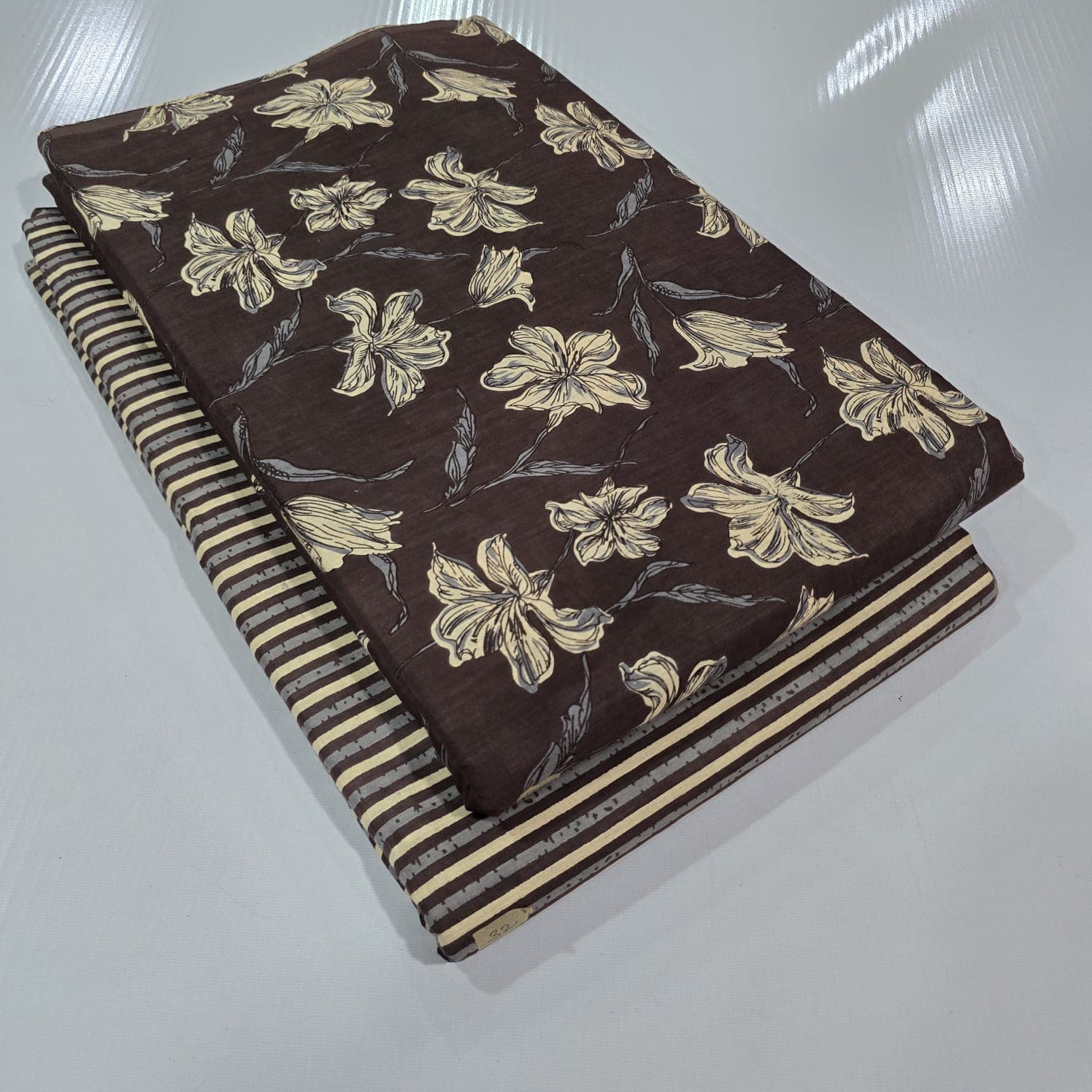 Ajrakh Lily Line Cotton — Espresso