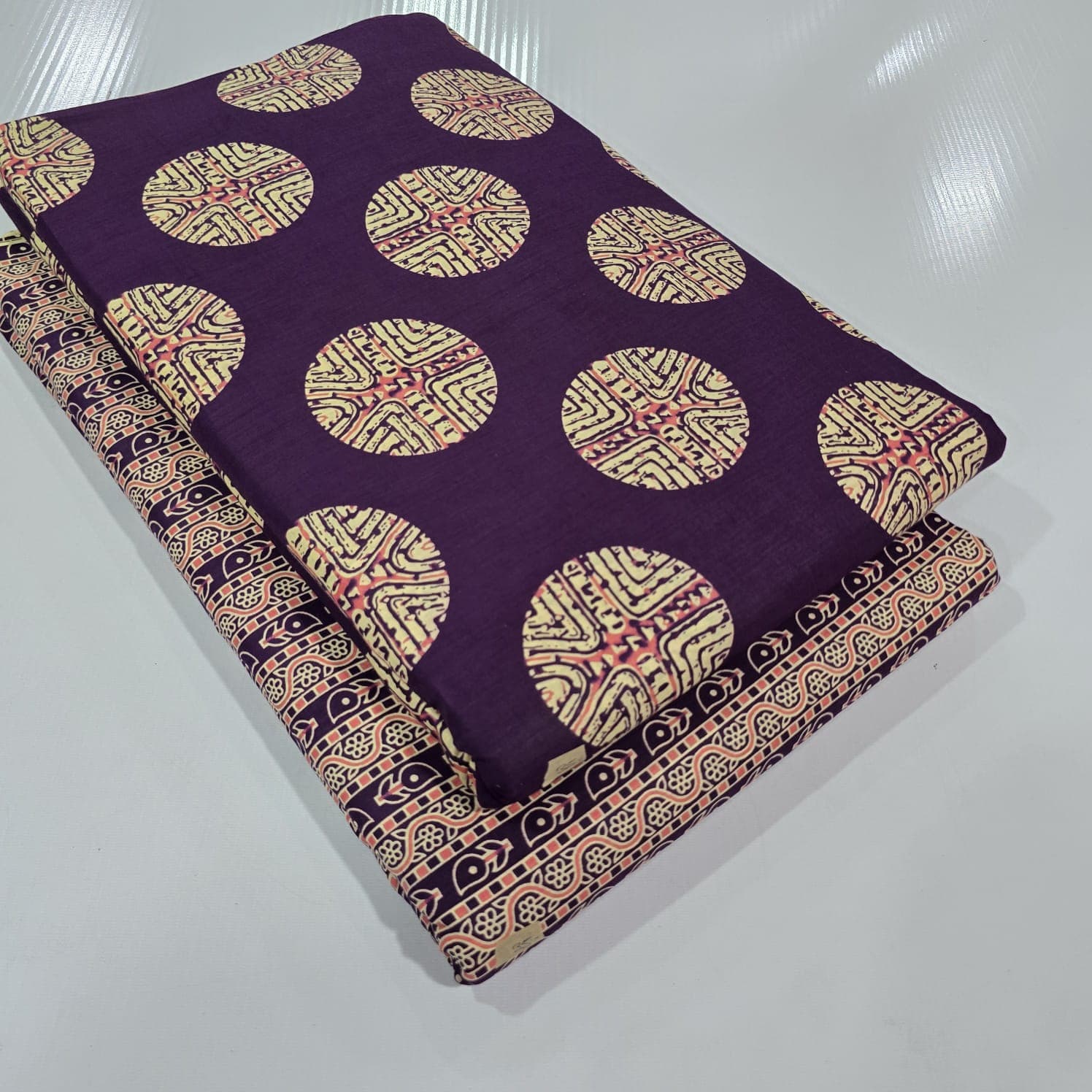 Ajrakh Aztec Medallion Cotton — Aubergine