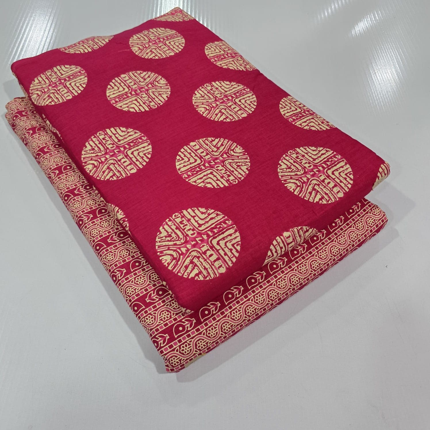 Ajrakh Aztec Medallion Cotton — Magenta
