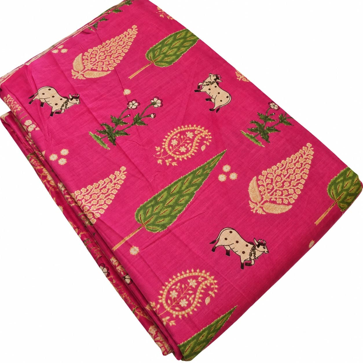 Kalamkari Motif Cotton — Pink